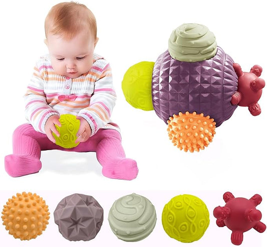 Sensory Balls for Toddlers 1-3, Montessori Toys for Babies 6-12 Months, Easter Baby Toys, Sensory Balls for Easter Basket, BPA Free Teething Gift, Toddler Bath Toys with Multi Textured