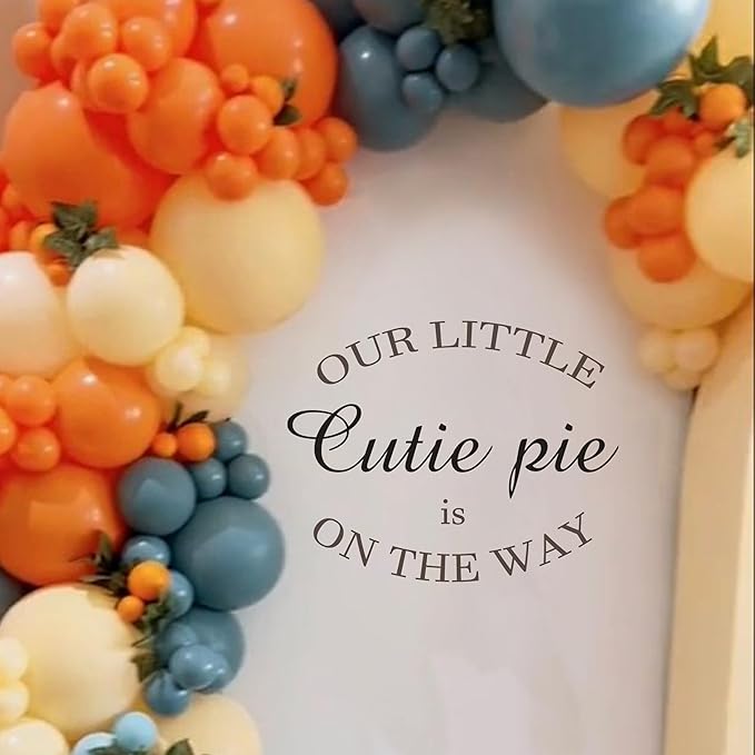 Our Little Cutie Pie is On The Way Wall Decal - Baby Shower Party Decorations Stickers, Gender Reveal Party Supplies Wall Stickers, Balloon Arch Background Wall Decoration Cutie Pie Sign Decal