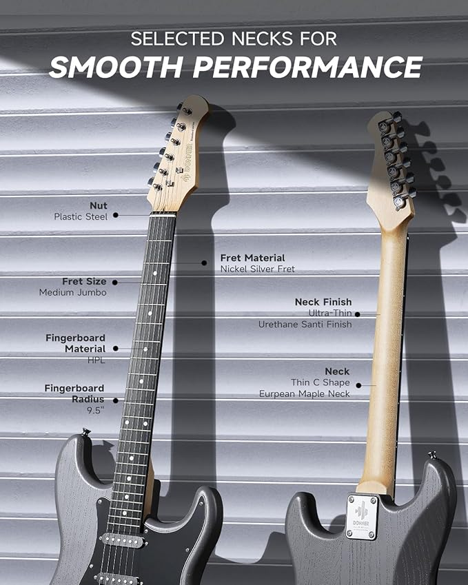 DONNER DST-80 Electric Guitar 39” Beginner Electric Guitar Kit with Amp, Classic SSS Pickup Complete with Gig Bag, Tuner, Capo, Strap, Picks, and Free Online Lessons