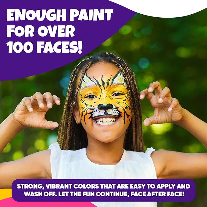 28 Color Face Painting Kit for Kids - Blue Squid Face Paint Kit Palette with 160pc accessories Stencils, Water Activated Non Toxic Washable Professional Facepaint body set Halloween Party Makeup