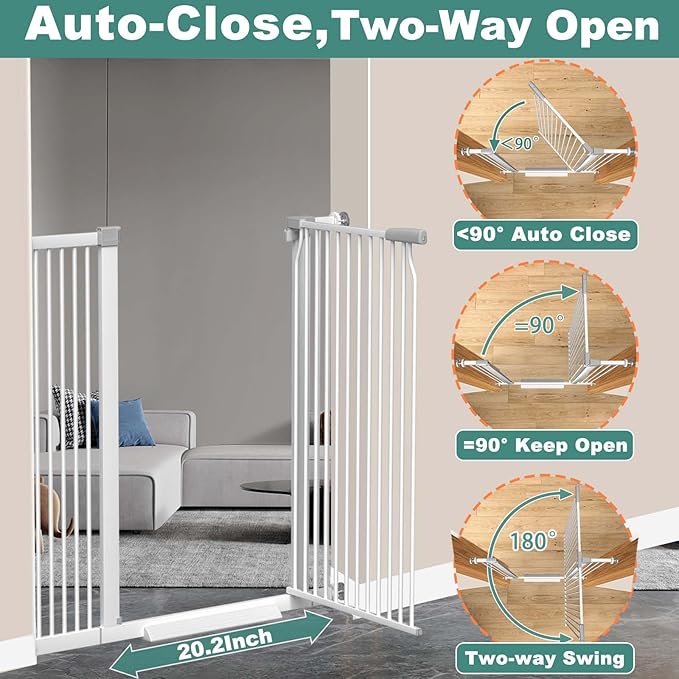 Frail 40.5" Extra Tall Baby & Pet Gate, 54.8"-57.4" Wide, White
