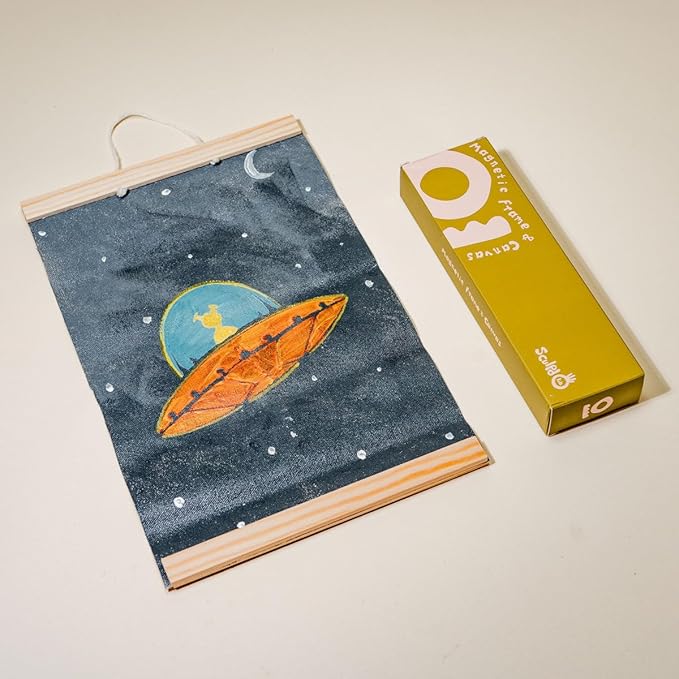 Sculpd Kids Painting Kit, Paint Craft Set for Kids Age 7+, Includes 5 Color Paint Set, Paintbrushes, Magnetic Picture Frame, 2 Canvases, Paint Palette, Additional Art Supplies and Free Guidebook