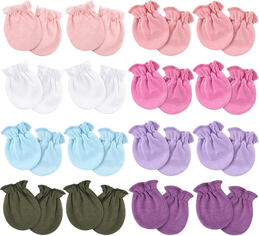 Newborn Baby Mittens No Scratch Cotton Elastic Wrist Gloves Infant Toddler Mittens for Baby Boy Girl 0-6 Months