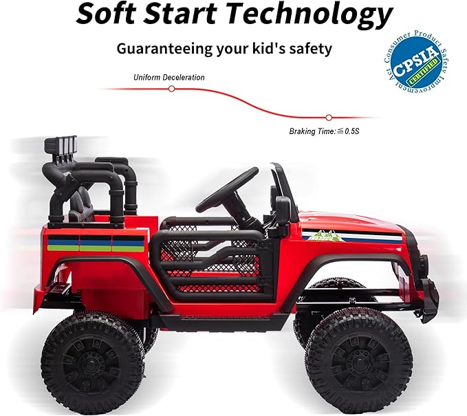 24V Kids Ride on Car, Kids Electric Vehicles Car Ride on Toy Truck for Toddlers w/Remote Control, 400W Motor - Red