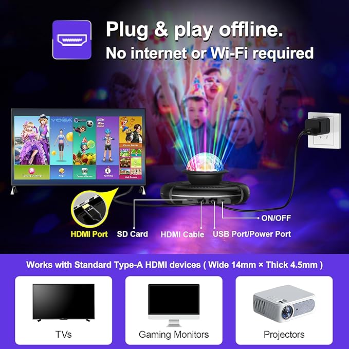 FWFX Dance Mat for Kids & Adults, Wireless Electronic Music Dancing Game for TV, 2-Player Video Game, Active Indoor Games for Family Parties & Basement Fun - Birthday for Boys, Girls