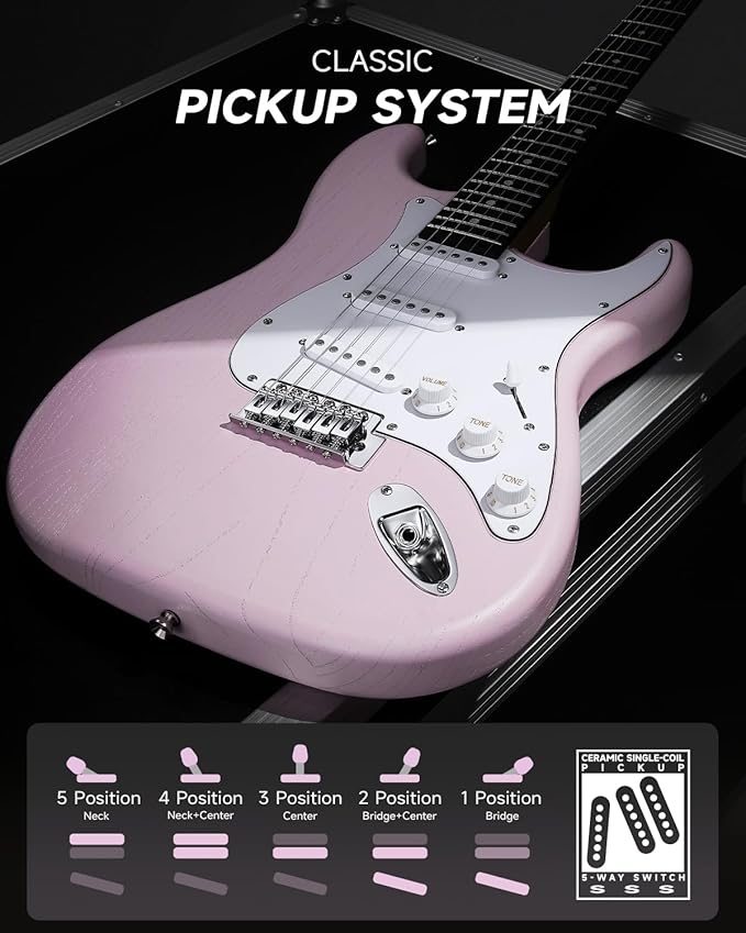 DONNER DST-80 Electric Guitar 39” Beginner Electric Guitar Kit with Amp, Classic SSS Pickup Complete with Gig Bag, Tuner, Capo, Strap, Picks, and Free Online Lessons