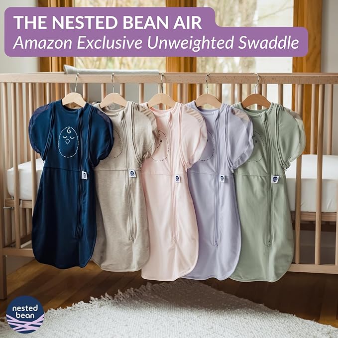 Nested Bean Air 6-in-1 Adaptable Baby Sleep Sack - Unweighted - Comfort & Safety for Natural Sleep, Preferred Arm Position Reduces Startle Reflex, Better for Baby, NB (7-13lbs) Sand