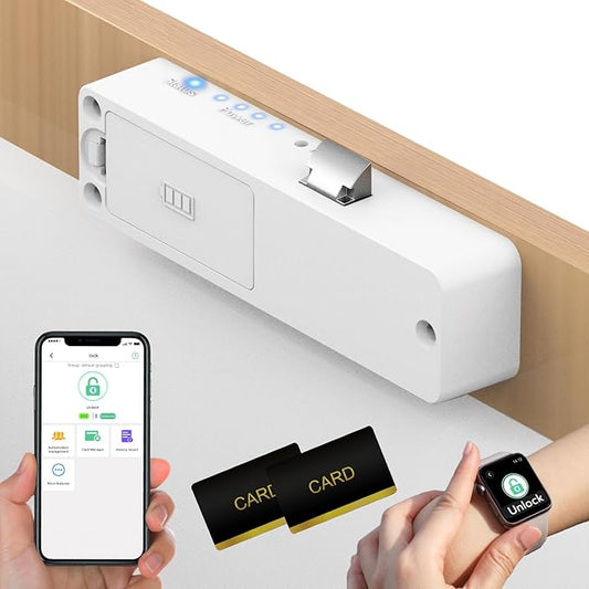 Eseesmart Smart Cabinet Lock, Hidden Magnetic Bluetooth RFID Keyless Drawer Lock, Baby Proofing Child Safety Cabinet Locks for Liquor File Cabinet Cupboard Desk Dresser Adults