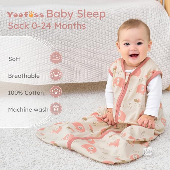 Yoofoss Baby Sleep Sack 18-24 Months Wearable Blanket for Babies 100% Organic Cotton 2-Way Zipper TOG 0.5 Toddler Sleeping Sack 3 Pack, Comfy Lightweight Sleep Sacks