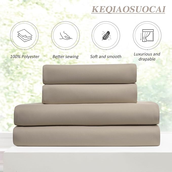 KEQIAOSUOCAI Pinch Pleated Window Curtain Panels 92 Inches Long Light Blocking Solid Custom Made Pleated Curtains Hooks Track Privacy Memory Shape Drape for Living Room,Khaki,40x92, Set of 2
