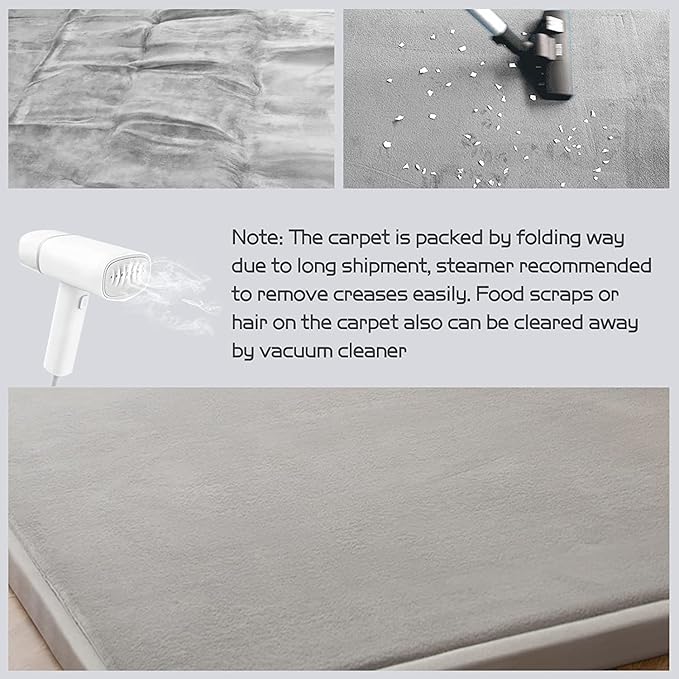 MAXYOYO Baby Play Mat, 1.2" Thick Memory Foam Soft Padded Carpet with Non-Slip Backing, 5x7 ft Japanese Tatami Rug Living Room for Kids, Toddler, Children, Nusery(Grey)