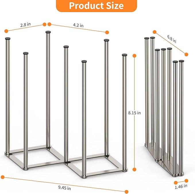 Foldable Bottle Drying Rack, Baby Bottle Drying Rack, Collapsible Cup Draining Holder, Retractable Reusable Storage Bag Dryer with Non-Slip Bottom - Stainless Steels