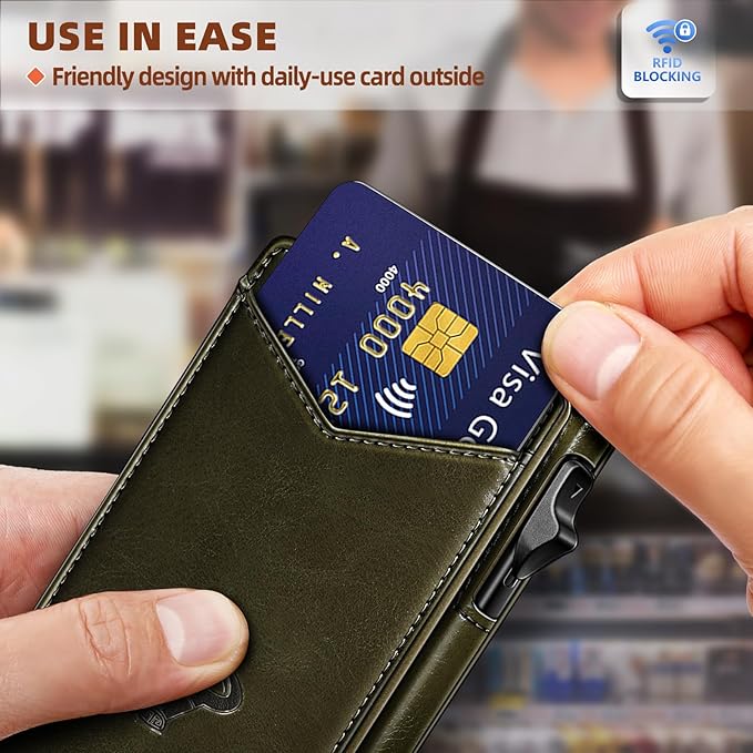 BULLIANT Men Wallet,Money Clip Wallet Slim For Gift Men 9Cards-Metal Credit Card Case in Magnetic Leather Flip