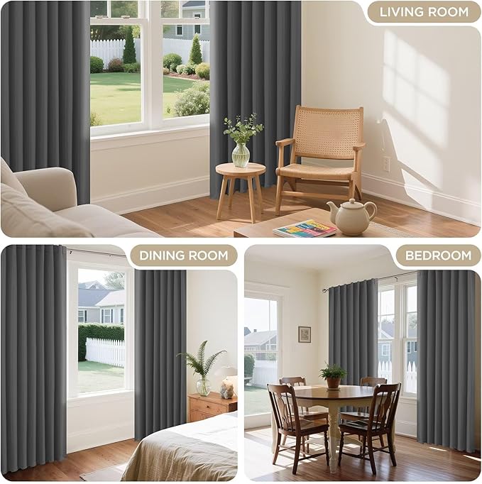 Joydeco Blackout Curtains 84 Inch Length 2 Panels Set, Thermal Insulated Black Out Curtains for Bedroom, Room Darkening Drapes for Living Room Window (W37 x L84 Inch, Light Grey)