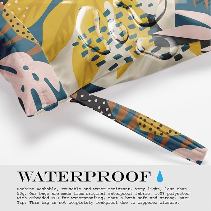 Wet Bag, Wet Dry Bag, Wet Bag for Swimsuit, Travel, Beach, Pool, Diapers, Dirty Yoga Gym Clothes, Makeup Bag, Waterproof Tropical Palm Leaves Decor Jungle Palm Leaf Favors