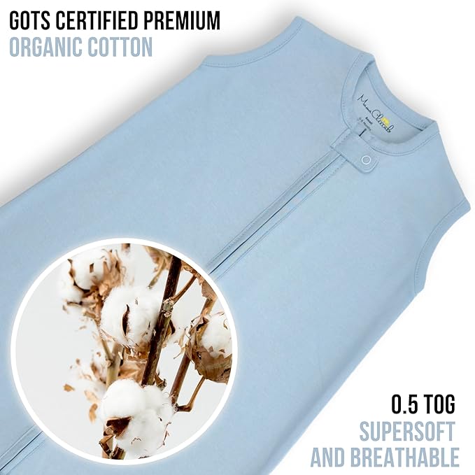 Mama Cheetah Baby Sleep Sack 0.5 TOG, Organic Cotton Baby Wearable Blanket with Two-Way Zipper, Swaddle Transition Baby Sleeping Bag for Newborn Infant Toddler Boy Girl, 12-18 Months