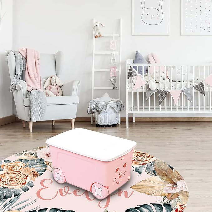 Custom Nursery Crib Bedding Set: 4 Piec Bohemian Flowers Baby Crib Sets for Girls with Personalized Name - Toddler Double Layer Blanket Set, Comfortable Crib Bed Sheets for Baby Toddlers