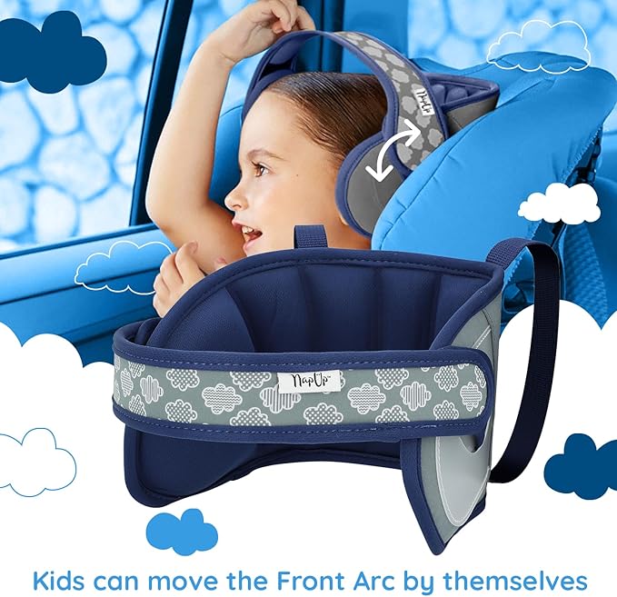 NAPUP Child Head Strap for Car Seat – Adjustable Polyester Carseat Head Support for Toddler (Dark Blue)