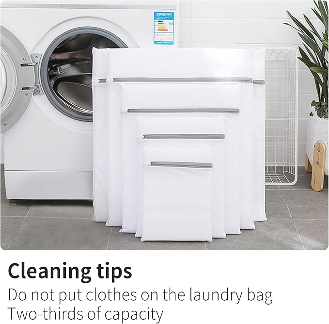 10 Pack Mesh Laundry Bags for Delicates with Non Rust Zipper- MDSXO White Laundry Bags Mesh Wash Bags, Easy Fit Bra, Sock,Lingerie,Sneaker,Baby Laundry for Washing Machine Travel Storage[1XL/3L/3M/3S]
