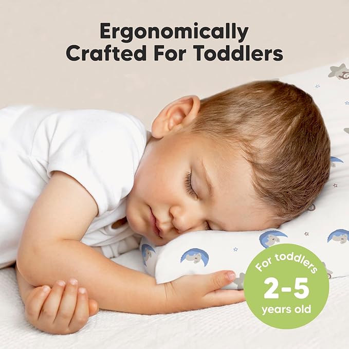 KeaBabies Toddler Pillow with Pillowcase, Jumbo 14X20 - Soft Organic Cotton Toddler Pillows for Sleeping - Machine Washable - Perfect for Travel, Toddler Bed Set (Space Drift)