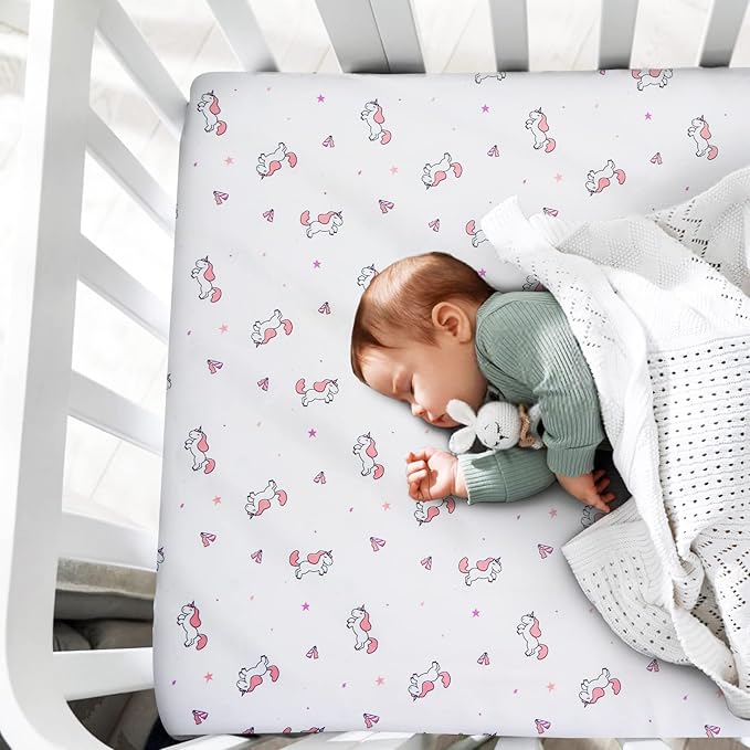 Graco Pack 'n Play Sheets Fitted (4 Pack), Ultra Soft, Mini Crib Sheets, Breathable, Pink