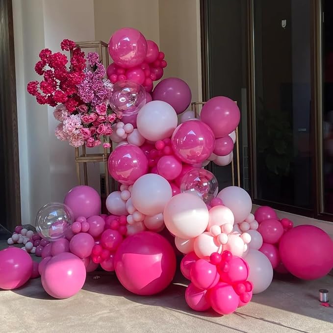 140pcs Hot Pink Round Balloons Different Sizes 18 12 10 5 Inch Latex Balloons for Arch Decoration Party Balloon Kit for Graduation Birthday Party Wedding Balloon Baby Shower Decoration