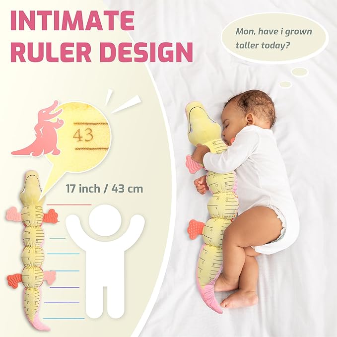 Sumobaby Crocodile Baby Toys Musical Crocodile, Stuffed Animal Activity Soft Toys with Teether, Multi-Sensory Crinkle, Rattle and Textures, for Tummy Time, 0 - 12 Months, Boys, Girls, Alligator (Pink)