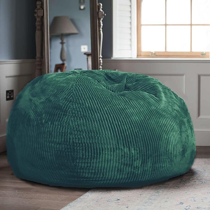 Classic Bean Bag Chair, with Faux Rabbit Fur Cover for Teens and Kids, Memory Foam Bean Bag Chairs, Ultra Soft Faux Fur Fabric, 2.5 feet Round Fluffy Bean Bag Sofa