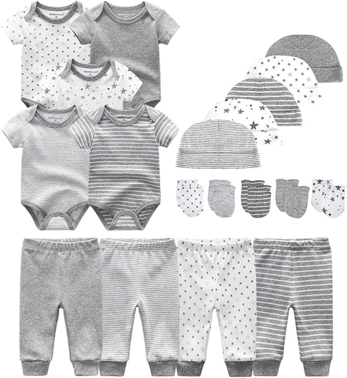 Kiddiezoom Unisex Baby Layette Essentials Giftset Clothing Set 19-Piece For Newborn Baby