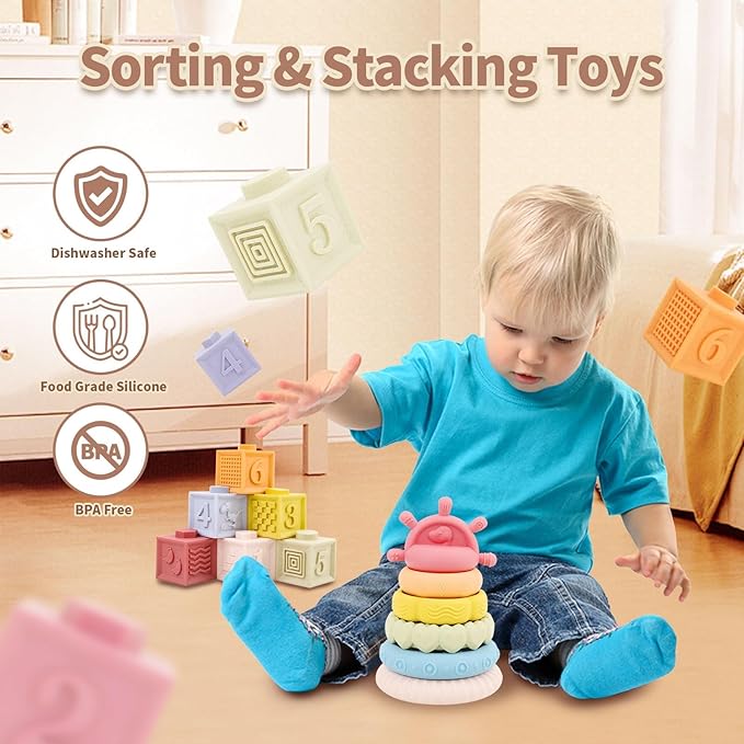 Baby Toys 6 to 18 Months, 8 in 1 Montessori Toy Set, Educational Learning Toy for Toddlers Babies Sensory Toys Newborn Infant Gifts for Boys & Girls