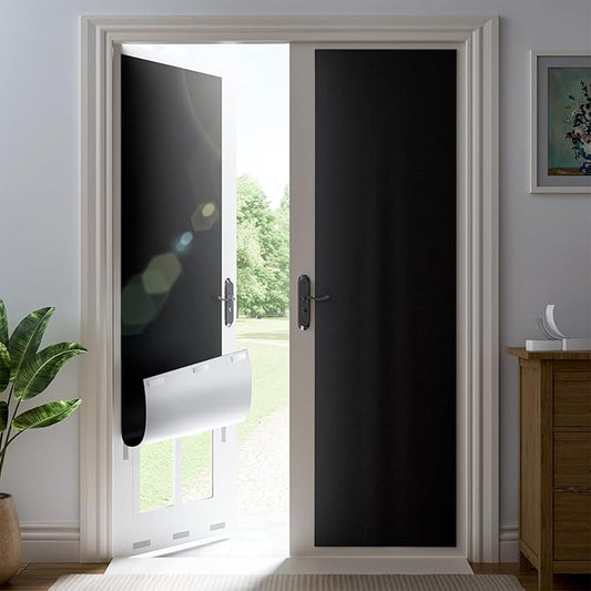 42" W x 72" L 100% Portable Blackout Curtains, Total Darkness No-Drill Black Out Window Cover,Temporary Blackout Shades with Hook & Loop Tape, for Bedroom, Nursery, Dorm, Travel (Black)