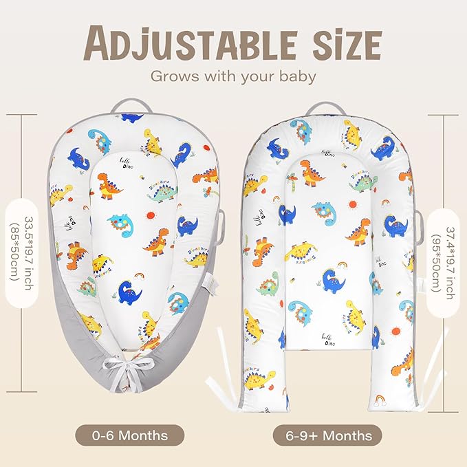 HKAI Baby Lounger – Soft Cotton Infant Floor Seat for Newborn to 24 Months, Portable Baby Essentials for Boys & Girls, Travel-Friendly Baby Lounge Pillow