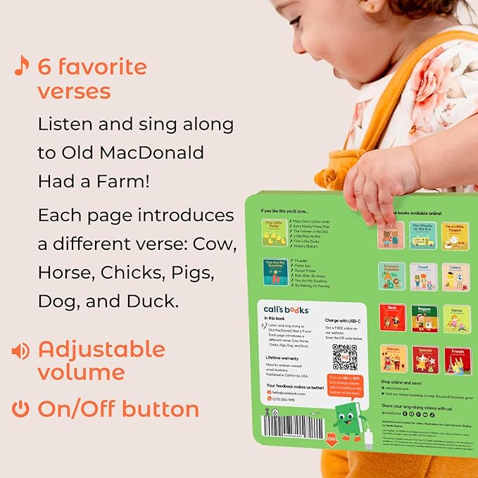 Cali's Books Old Macdonald Had a Farm | Interactive Books for 1 Year Old, Books for 2 Year Olds with Buttons on Every Page | Fun Farm Toy Book for Baby and Toddlers | Great Gift for Kids
