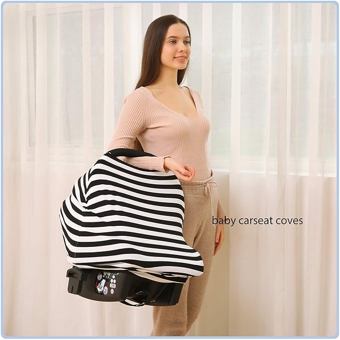 Car Seat Covers High Stretchy- Carseat Canopy for Babies, Multi- use Breastfeeding Covers, Baby Shower Gifts for Boys and Girls