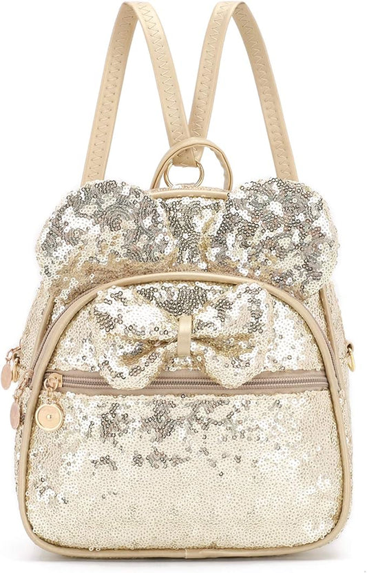 KL928 Girls Bowknot Polka Dot Cute Mini Backpack Small Daypacks Convertible Shoulder Bag Purse for Women