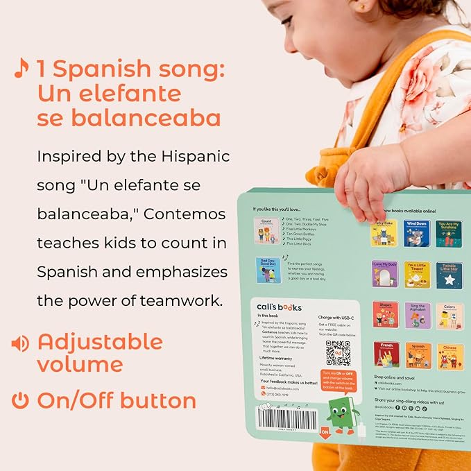 Cali's Books Spanish Count - Nursery Rhymes Sound Book for Babies and Toddlers 1-3, Baby Book with Songs for Kids, Educational Song Learning Toys, Libros en Espanol para ninos (Contemos)