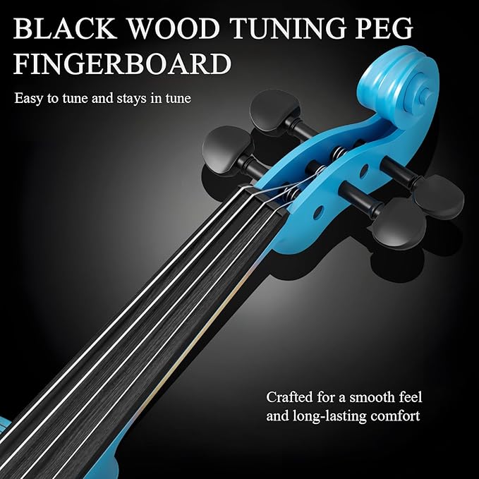 4/4 Beginner Violin Kit for Adults, Complete Full Size Violin Set with Portable Case, Bow, Rosin, Sky Blue