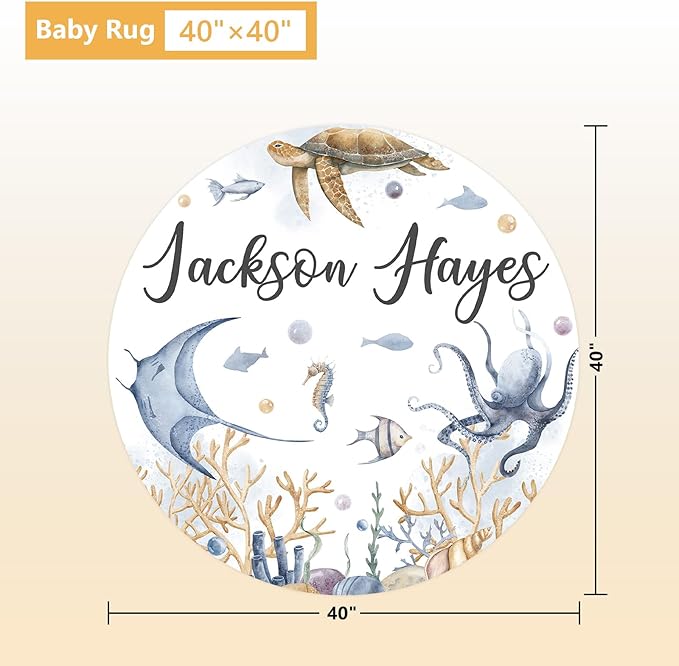 Custom Crib Bedding Set - 5 Pcs Customized Baby Crib Set with Name - Soft Double Layer Marine Animals Nursery Baby Bedding Set for Girls Boys - Personalized for Infant Toddler