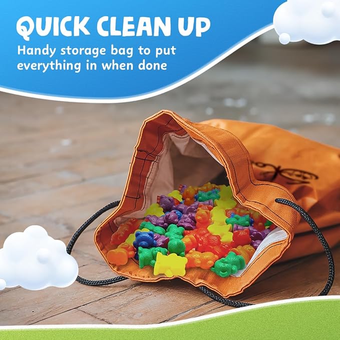 Skoolzy Rainbow Color Stacking Bears Toy_Building_Block 100 pcs Set, Color Matching Toys Sorting Games for Toddler, Preschool, Kindergarten, First Grade