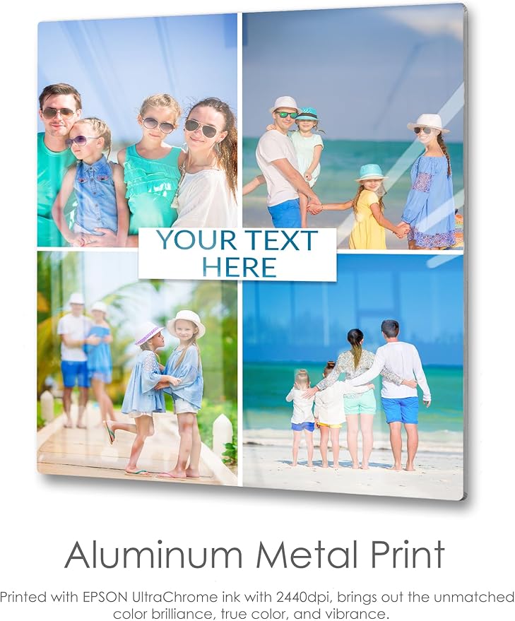 MUNDAZE Custom Collage Metal Poster, Personalized Photo Prints with Text, Glossy Aluminum, Customize with Your Own Pictures, Great Gift for Family, Friends, Ships From USA 18.75" X 15"