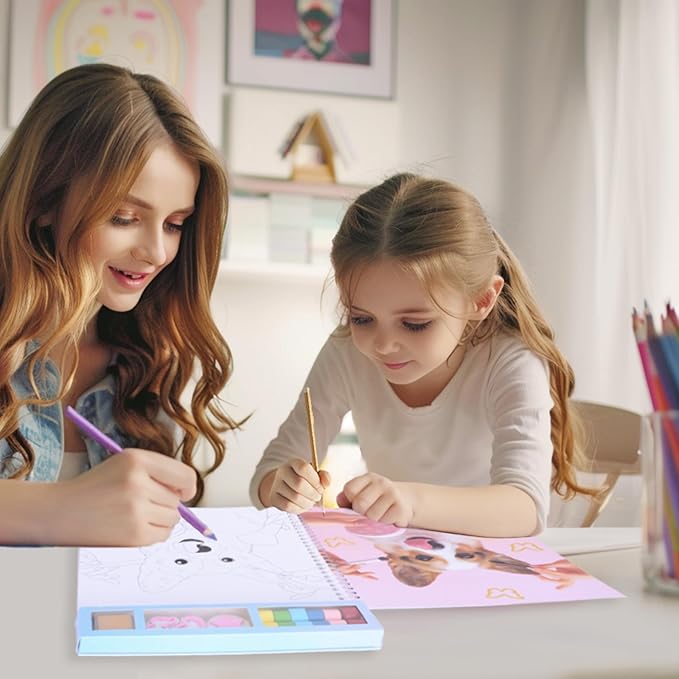 BSCOOL Dog in Style – Design Your Pet Fashion with 25 Coloring Pages, 3 Stamps, 50+ Stickers, Washi Tapes and Guides. Discover Unique Outfits for Dogs. Educational. Travel Friendly for Ages 5 and up.