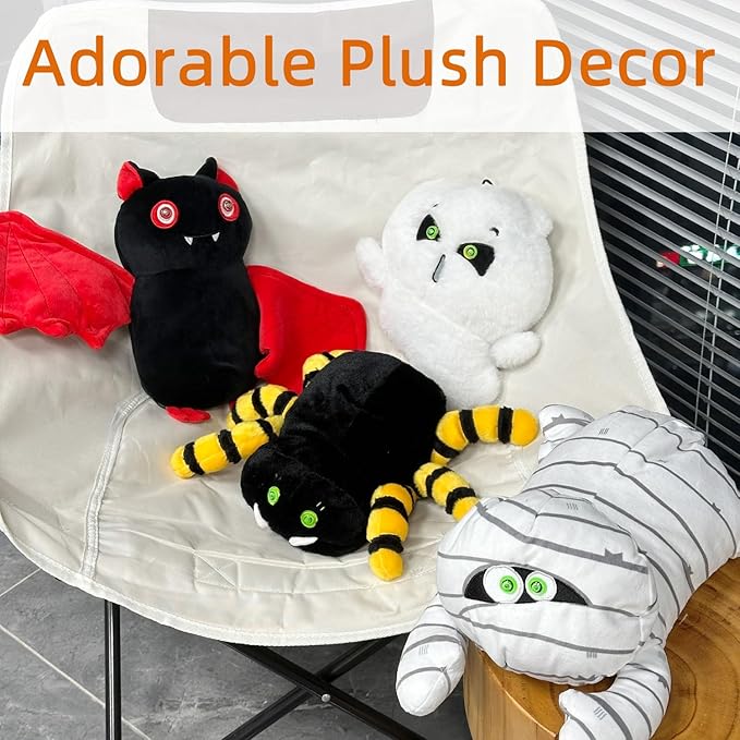 SUNLIN Interactive Halloween Bat Cute Soft Plush Toy Gift for Adults & Kids 3+, Touch & Sound Activated Prank with Sound & Glowing Eyes, Scary Party Supplies Home Decor