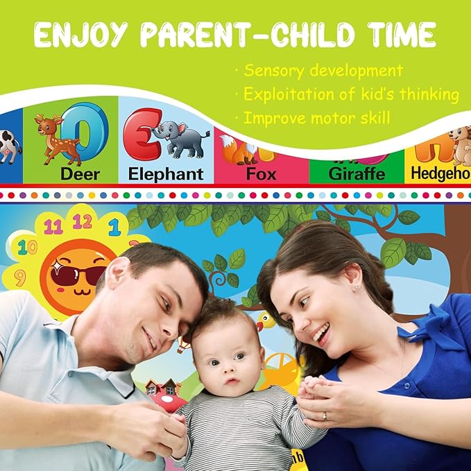 ABC Rug for Kids Room, ABC Mats for Floor Toddlers, Alphabet Play Mat Elementary Preschool Kid's Rugs wtih ABC, Numbers, Animals - (110X78.7 Inches)