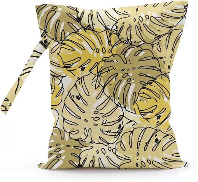 Wet Bag, Wet Dry Bag, Wet Bag for Swimsuit, Travel, Beach, Pool, Diapers, Dirty Yoga Gym Clothes, Makeup Bag, Waterproof Tropical Palm Leaves Decor Jungle Palm Leaf Favors