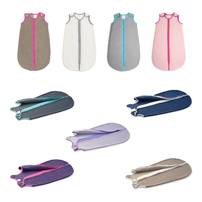 baby deedee Sleep Nest Fleece Baby Sleeping Bag, Gray Aqua, 0-6 Month