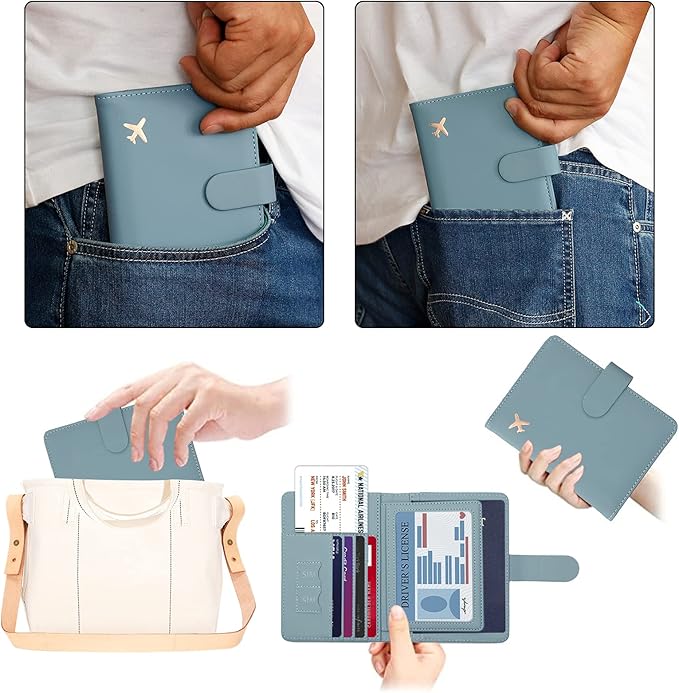 Melsbrinna Rfid Passport Holder for Travel women/Men, Cute Passport Wallet Rfid Blocking Card Slots, Rfid Passport Cover/CaseTravel Wallet, Passport Book Holder (1, Green2)