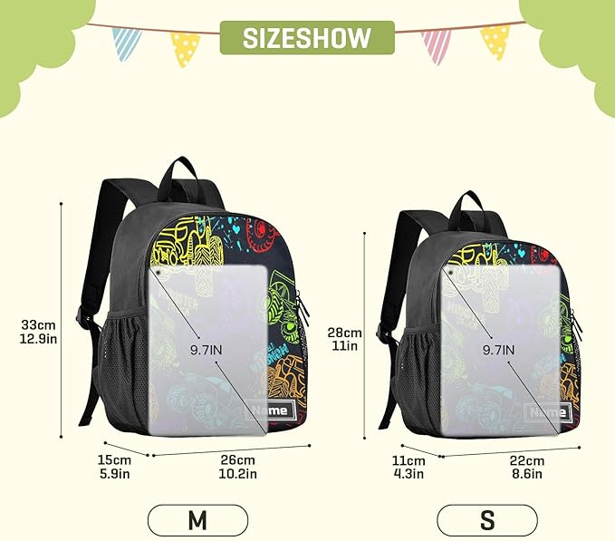 Colorful Monster Truck Toddler Backpack Waterproof Mini Backpack with Name/Text Preschool Backpack Cute Small Backpack Kindergarten Pre School Bags 13 Inch, Medium, Pattern 2