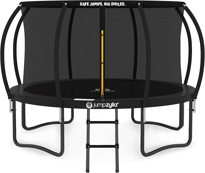 JUMPZYLLA Trampoline Outdoor 8FT 10FT 12FT 14FT 15FT 16FT with Enclosure and Ladder, ASTM Approved Recreational Trampoline for Kids and Adults, Anti-Rust Coated Frame