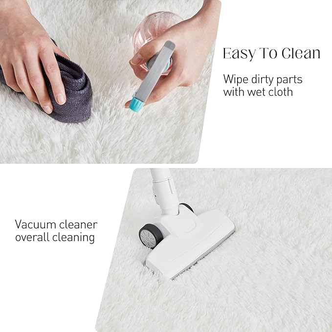 Fluffy Shag Area Rug, 4x6 White Rugs for Bedroom, Soft Plush Area Rugs for Living Room, Non-Slip Indoor Carpet for Nursery, Study Room, Dressing Room, Home Decor