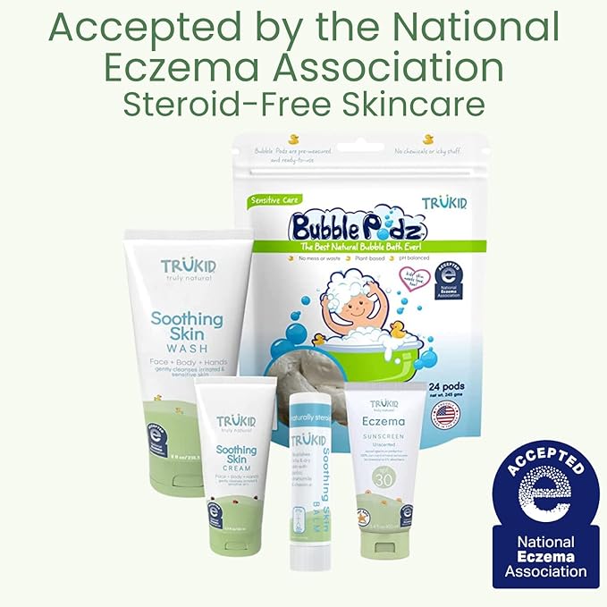 TruKid Kids Body Wash – Natural, Unscented Face, Body & Hand Wash for Sensitive Skin - NEA-Accepted for Eczema – Dermatologist Tested, Non-Toxic, Tear-Free Baby Bath Essential, 8 fl oz